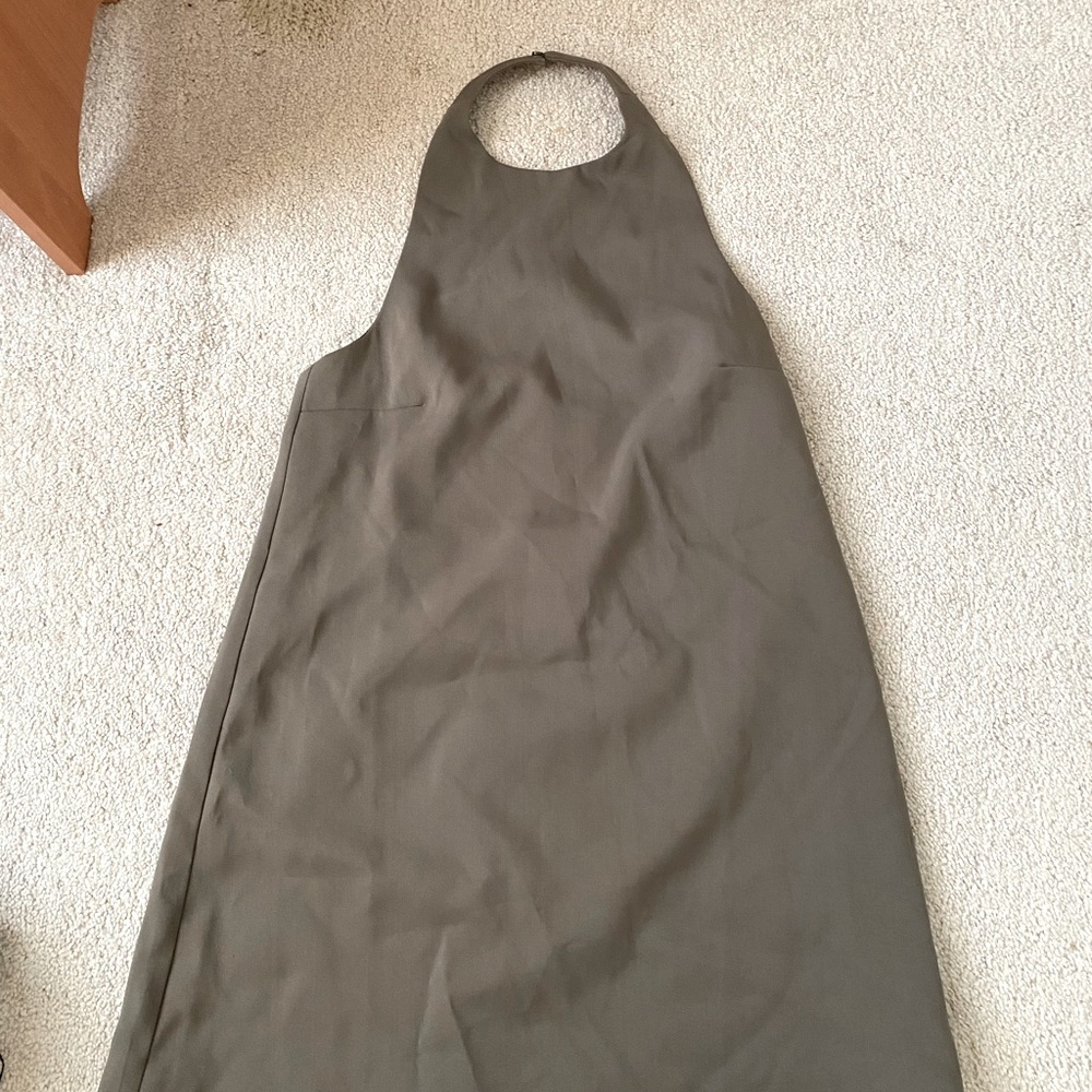 olive green backless halter dress - new with tags